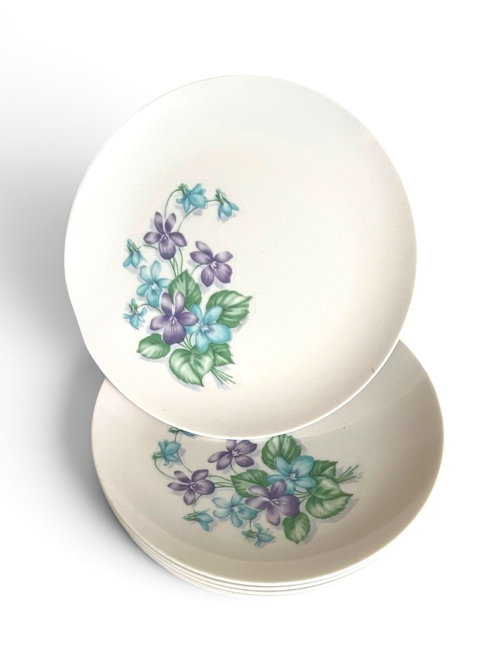 Six 6 Royalon Violet Corsage Bread Plates Melmac Melamine
